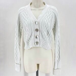 Faherty white cropped cardigan